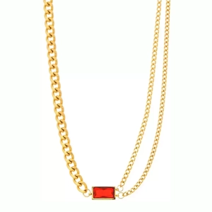 Ormentera-Female-Designer-Chain-Red-Rectangle-Pendant-Front